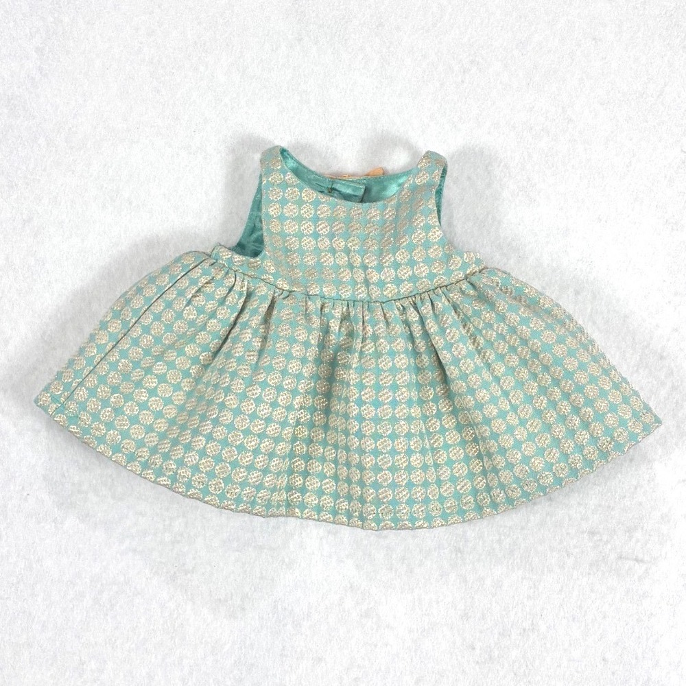 Cat & Jack Dress Set Metallic Polka Dot Teal Gold Holiday Party NB